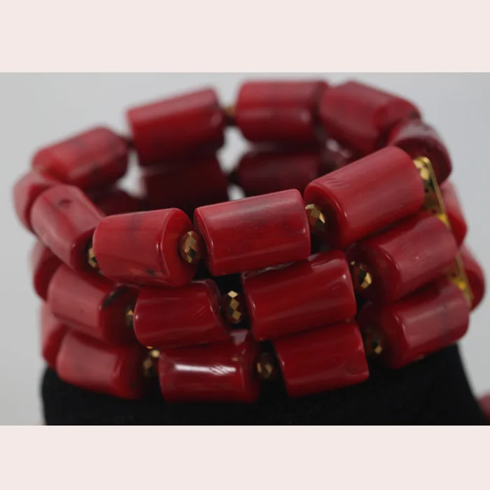 Великолепный винный длинный комплект ювелирных изделий из коралловых бусин для нигерийской африканской свадьбы и жениха. Бесплатная доставка CJ806.