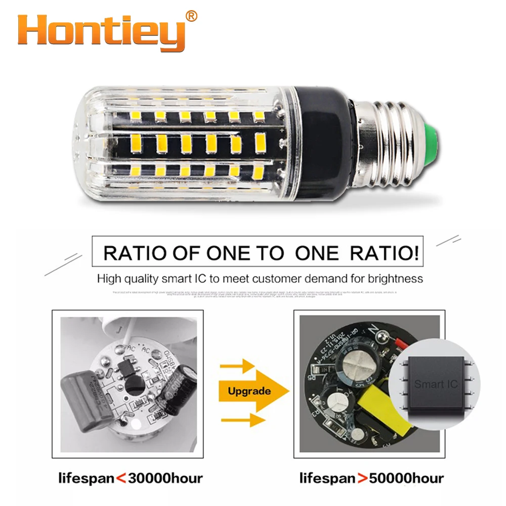 Hontiey E27 светодиодная лампа E14 SMD5736 Светодиодная AC 110 В 220 кукурузная 3 5 Вт 7 9 12 15 20 для