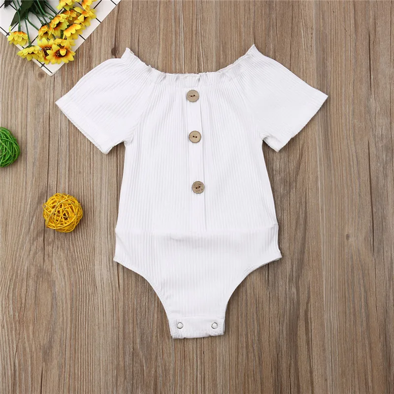 Однотонная цельнокроеная одежда с коротким рукавом для маленьких девочек наряды