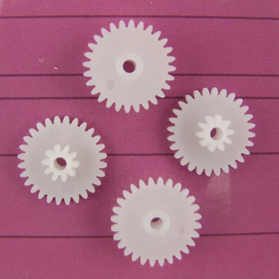 

Hot sale (100pcs/lot) Double layer gear 0.5M 28102B reduction gear plastic wheel 2MM shaft loose fitting (accept retail)