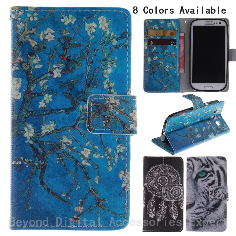 Мода Окрашенные PU Кожаный спс Samsung Galaxy S3 I9300 Телефонов Дело Обложка Чехол С Слот