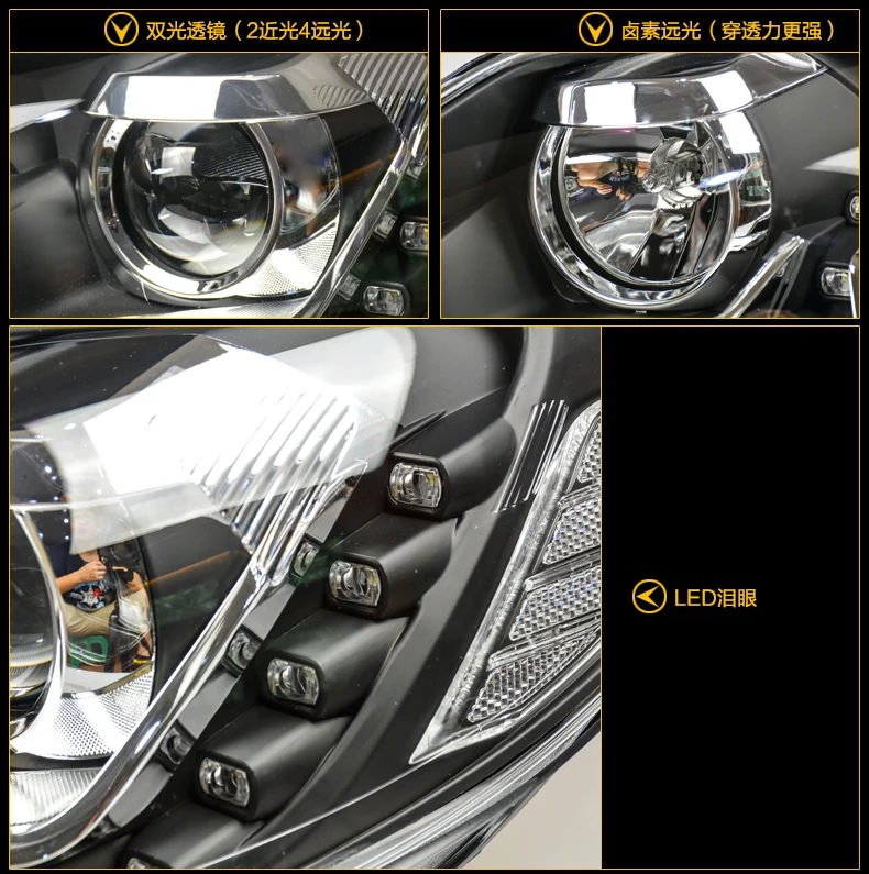 KOWELL автомобильный Стайлинг для Ford Focus головной светильник s U angel eyes 2012 2013 для Ford Focus светодиодный светильник Q5 bi xenon объектив