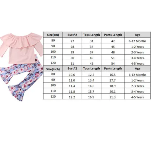 2 шт. Детская футболка с длинным рукавом и штаны цветочным принтом | Мать ребенок