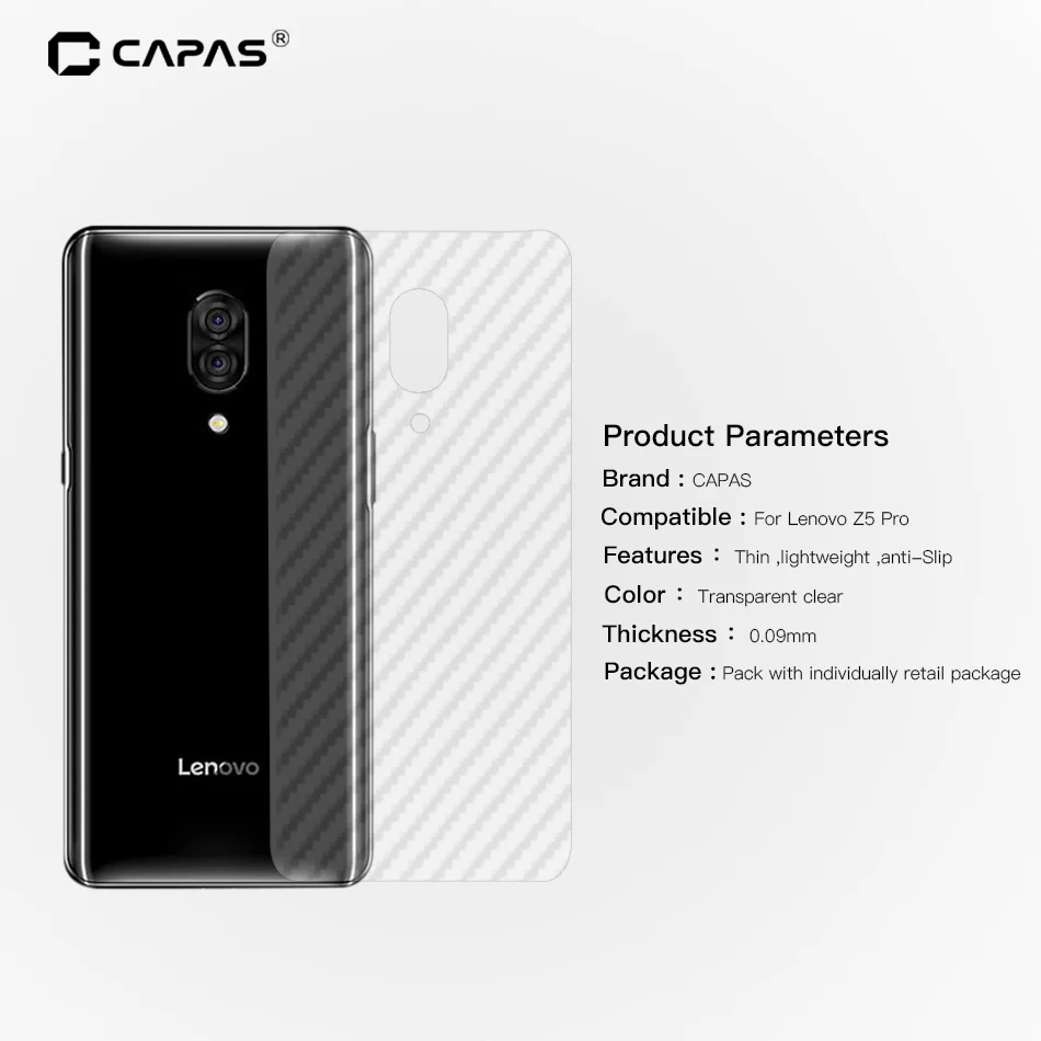 3 шт. для lenovo Z5 Pro/Z5S карбоновая зернистая пленка 3D задняя пленка прозрачная задняя защитная пленка против царапин