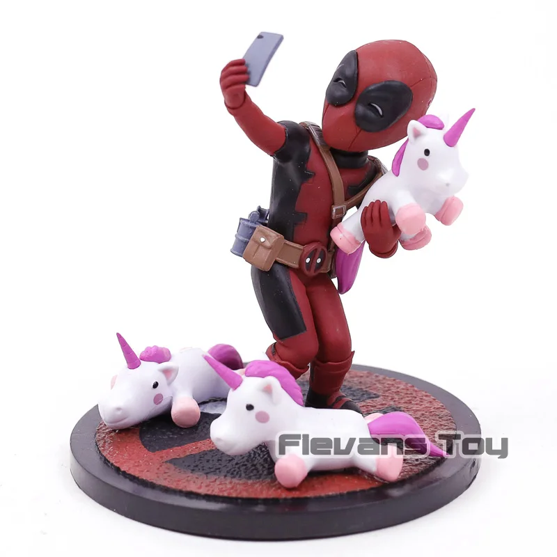 Q Fig Marvel Дэдпул # Unicornselfie ПВХ фигурка Коллекционная модель игрушечный автомобиль
