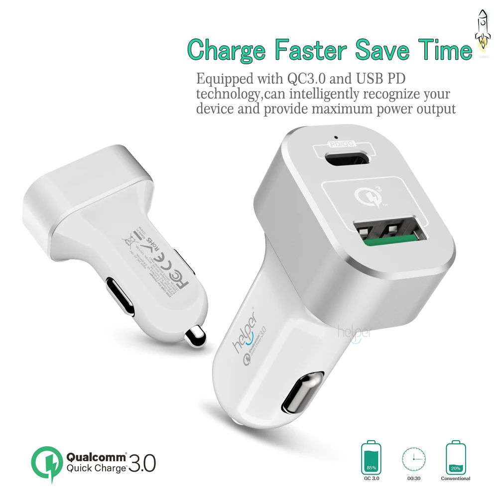 45W USB-C Type-C PD&amp 18W QC3.0 Car Charger for Macbook Dell Lenovo Thinkpad iPhoneX XiaoMi and more devices | Компьютеры и офис