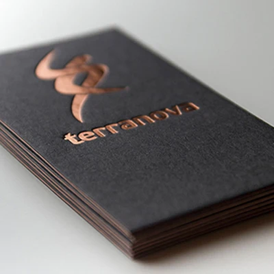 custom letterpress business card print high quality 500gsm black paper gold silve copper foil/stamping nama card printing