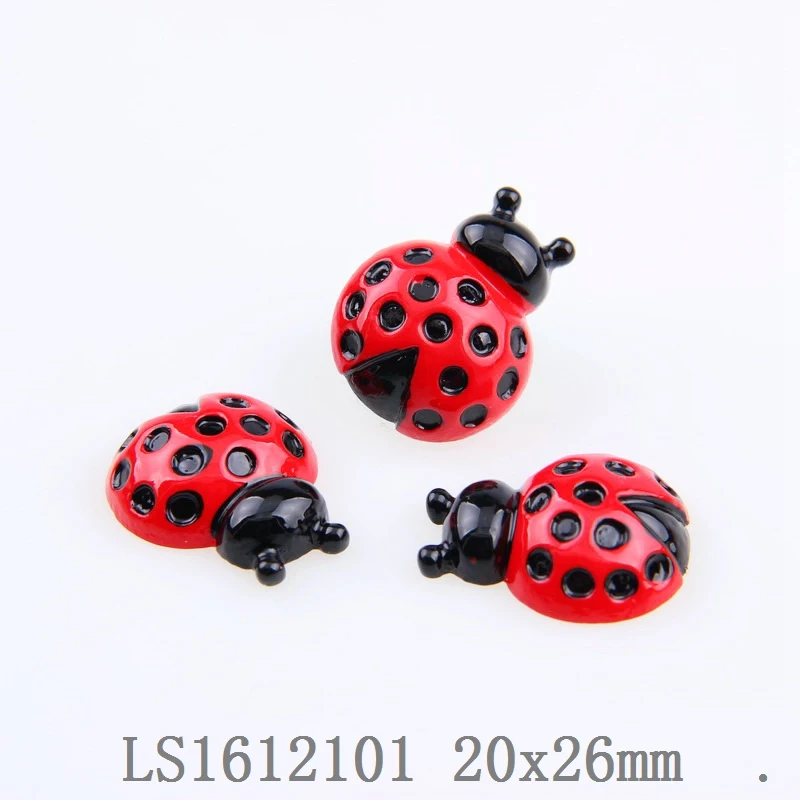 5 шт./лот смешанные цвета божья коровка смола для творчества 20*26 мм плоская задняя