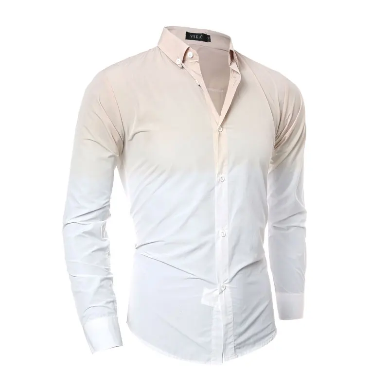 Мужская рубашка с 3D градиентом галстуком краской 2016 длинным рукавом мужская