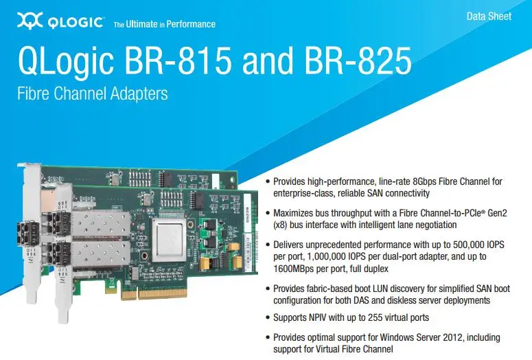 

RaidStorage QLogic Brocade 825 BR825 2 Port 8Gbps Dual SFP+ FC SR-Optic PCIe Controller Fibre Channel Adapters HBA Card