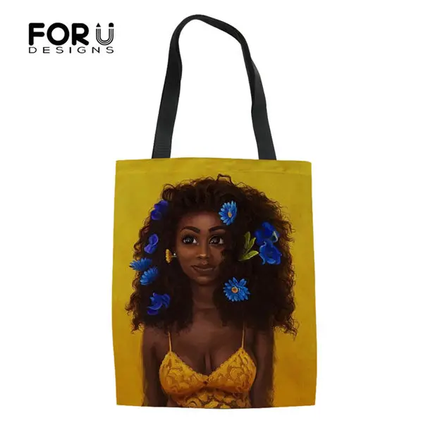 FORUDESIGNS/сумки для девочек в африканском стиле, модные сумки для покупок, сумки для девочек из хлопка и льна, женские сумки, крутой холст - Цвет: CDWX956Z22
