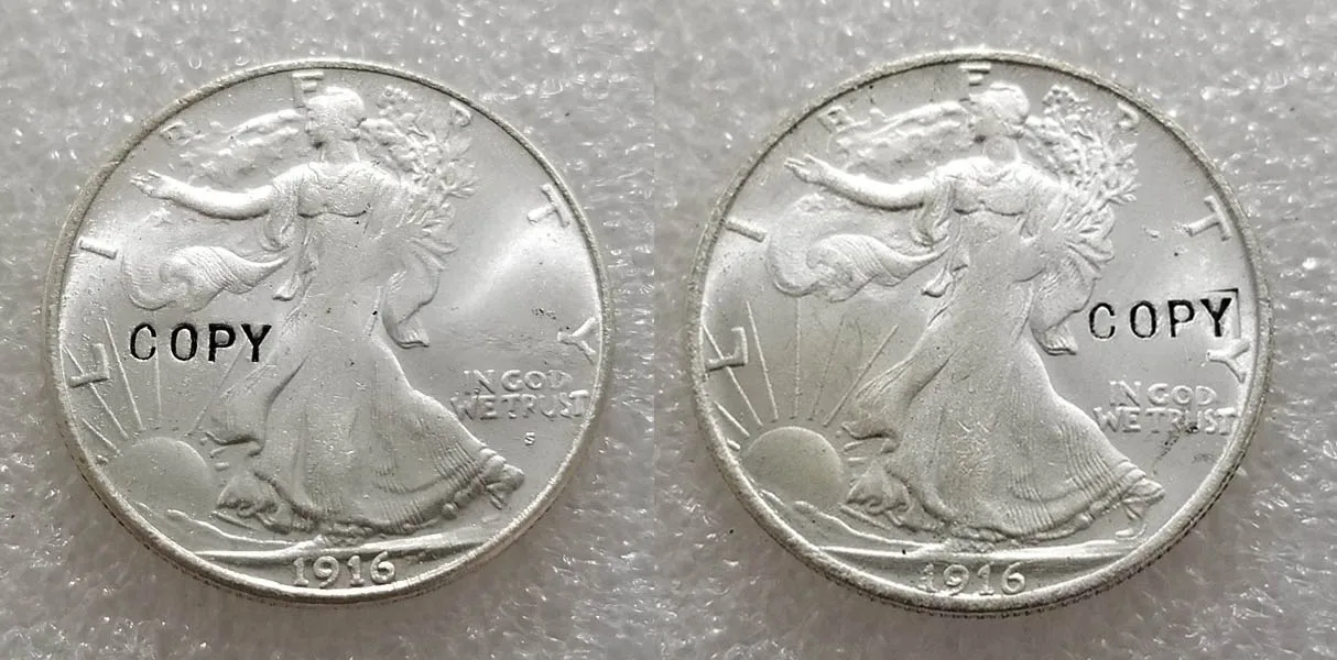 Копия копия Walking Liberty половина доллара UNC два лица монеты|Безвалютные монеты| |