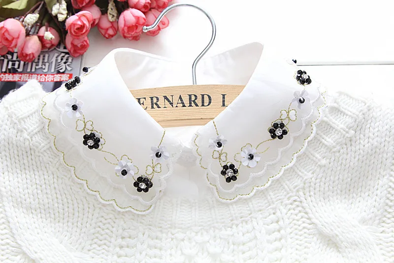 2017 черный цветок кружева ложные съемные Ложные Воротник Одежда аксессуары