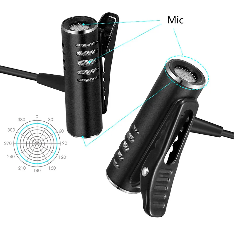 Портативный Lavalier Мини конденсаторный микрофон для камеры телефона аудио запись