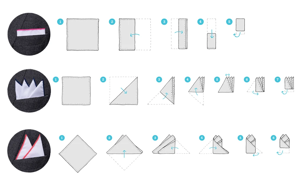 Карманный квадратный держатель органайзер для мужчин предварительно свернутый