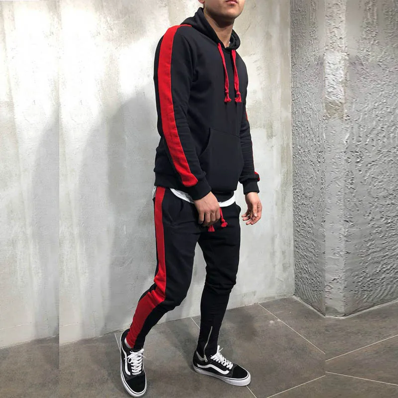 Для мужчин с капюшоном костюм молния и пуговицы Drawstring Hoodie Causul Slim Fit Хип-Хоп