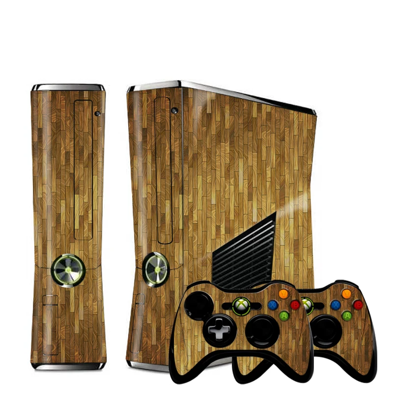 Виниловый чехол для консоли Microsoft Xbox 360 SLIM с 3d-изображением коричневого дерева
