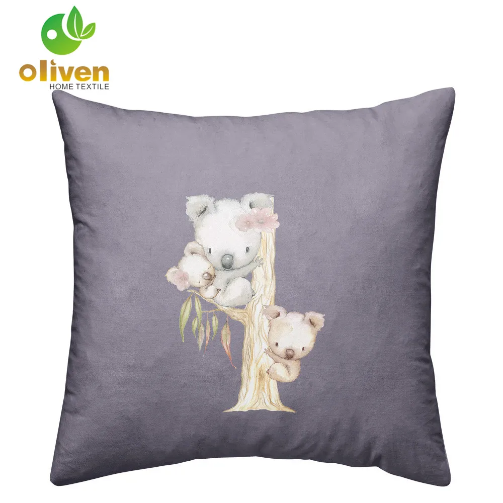 Cute Animal Koala Climbing Tree Cushion Cover Kids Cartoon Throw Pillows Living Room Sofa Seat funda cojin P15 | Дом и сад