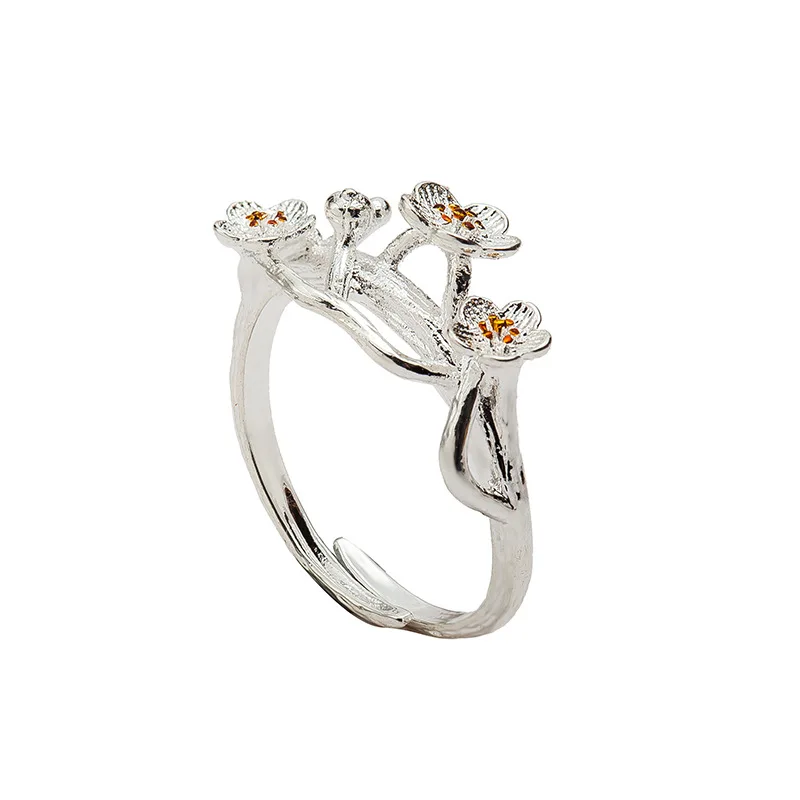 10 шт./лот женские ветви цветущей сакуры открытые кольца регулируемые золотые