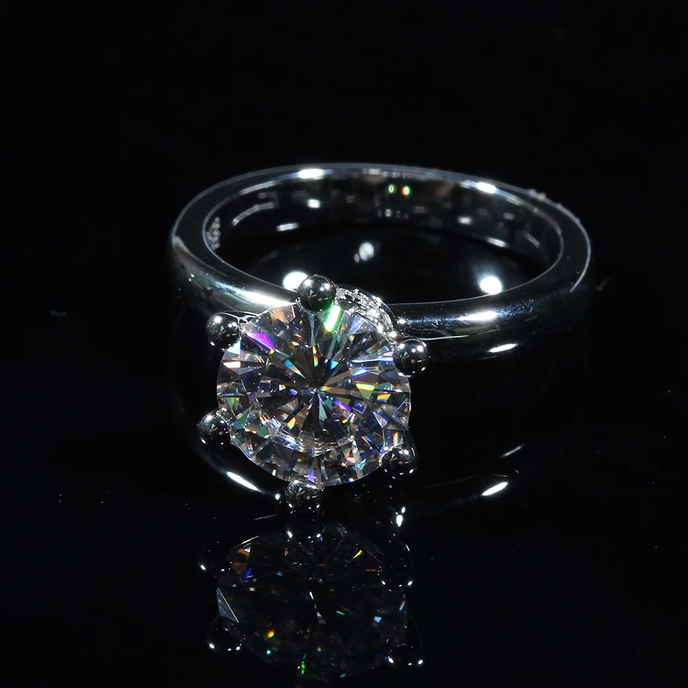 Кольцо для помолвки с классическим муассанитом для женщин, 1ct, 2ct, 3ct, 4ct, F цвет, Муассанит, 14 K, кольцо из белого золота