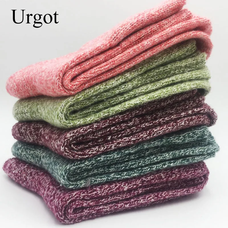 Urgot/5 пар женских шерстяных носков г. Новые милые носки в японском стиле для девочек осенне-зимние шерстяные плотные теплые носки Meias Calcetines