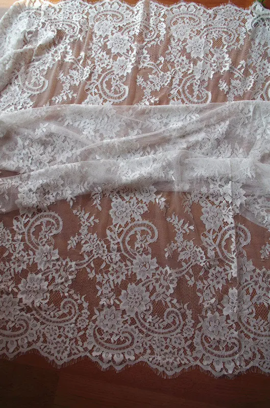 

3 yards Eyelash Fabric French Sewing Fabrics Diy Exquisite Lace Chantilly Lace Wedding Dress Lace for NeedleWork