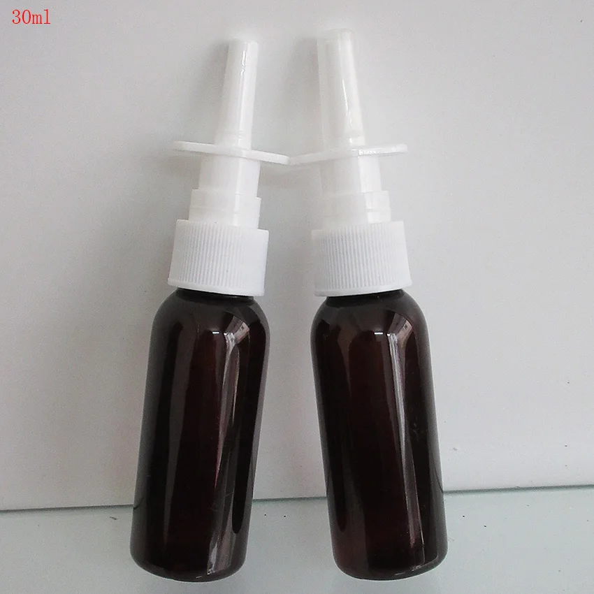 

5pcs/lot Amber Plastic PET Nose Nasal Spray Bottle,Pump Refillable Spray Bottle 30ML Design for Medical,Liquid Mist Spray Bottle