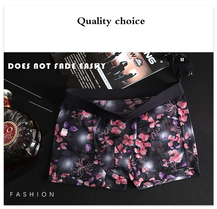 Lace Mesh Yarn Transparent Large Size Breathable Seamless Ice Silk Men Underwear Sports Style Quick-Drying Summer Shorts