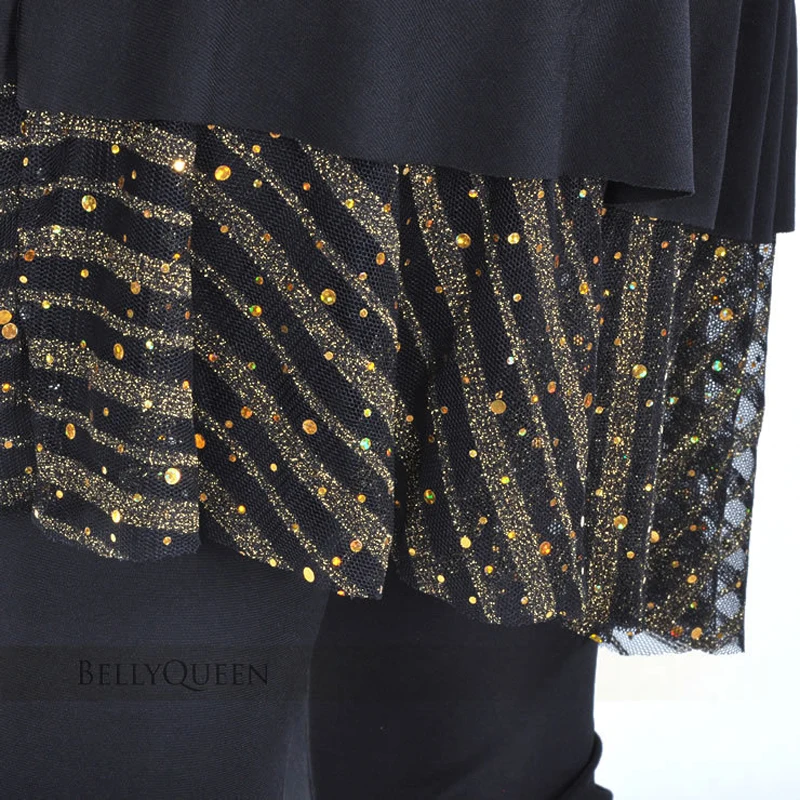 Костюм для танца живота #09 юбка брюки с золотыми/серебряными блестками длинные