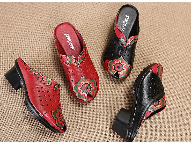 PEIPAH/ г. Новые летние женские шлепанцы с открытым носком обувь на высоком каблуке из натуральной кожи женские повседневные шлепанцы в римском стиле