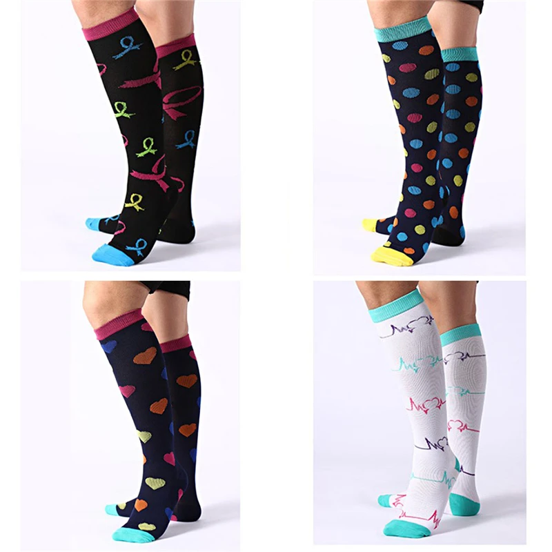 Чулки унисекс YiZYiF компрессионные длинные носки спортивные для путешествий