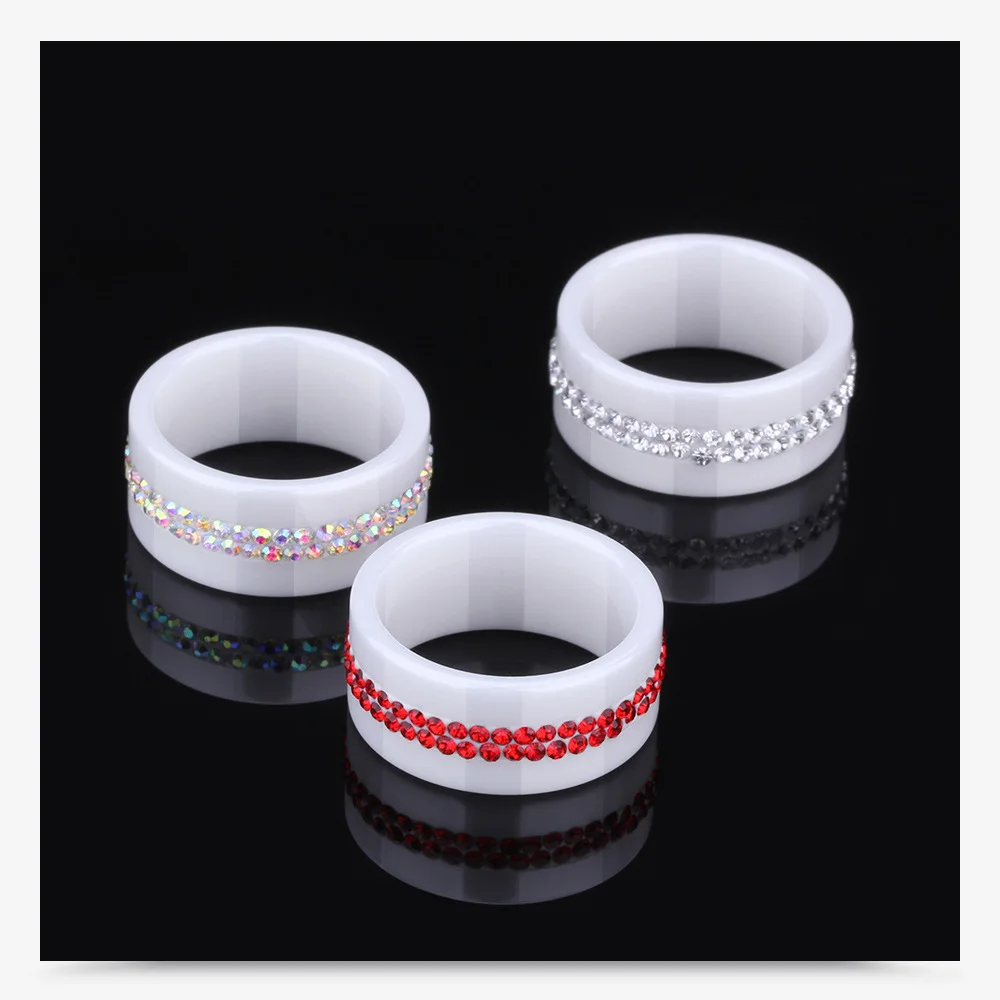 Женское кольцо для помолвки ZORCVENS Черное и белое керамическое с 2 рядами