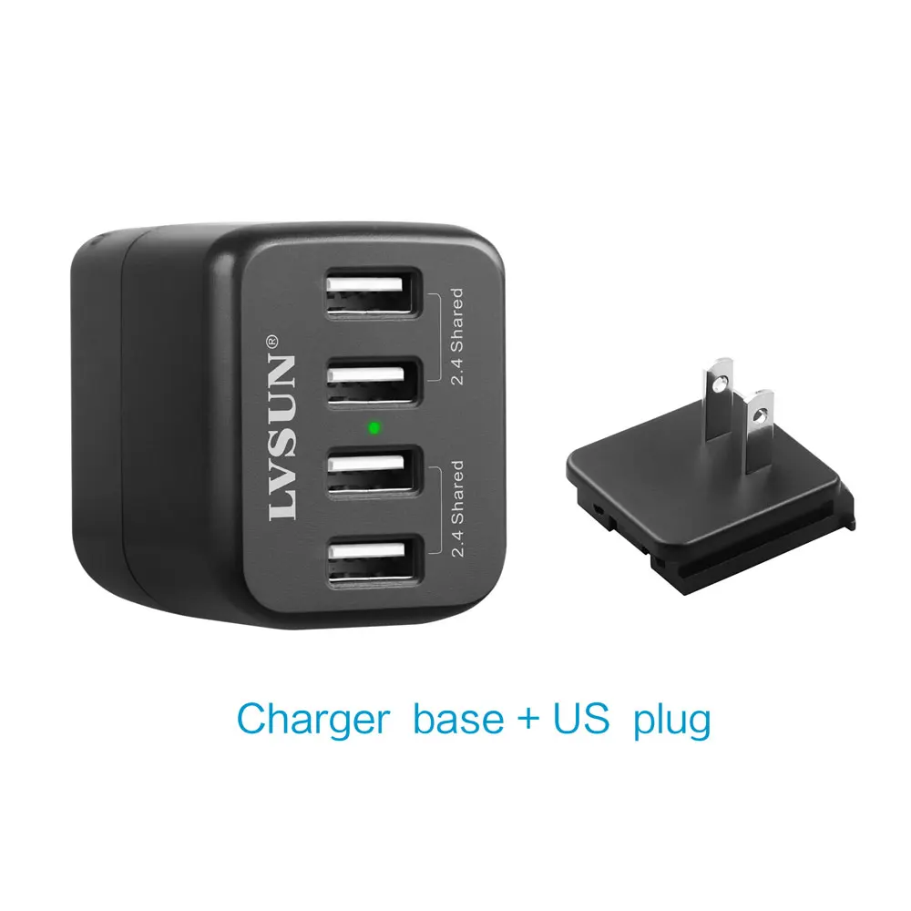 UDOLI 24 Вт 5 в 2 4 А 4-портовый USB адаптер питания мобильный телефон дорожное настенное