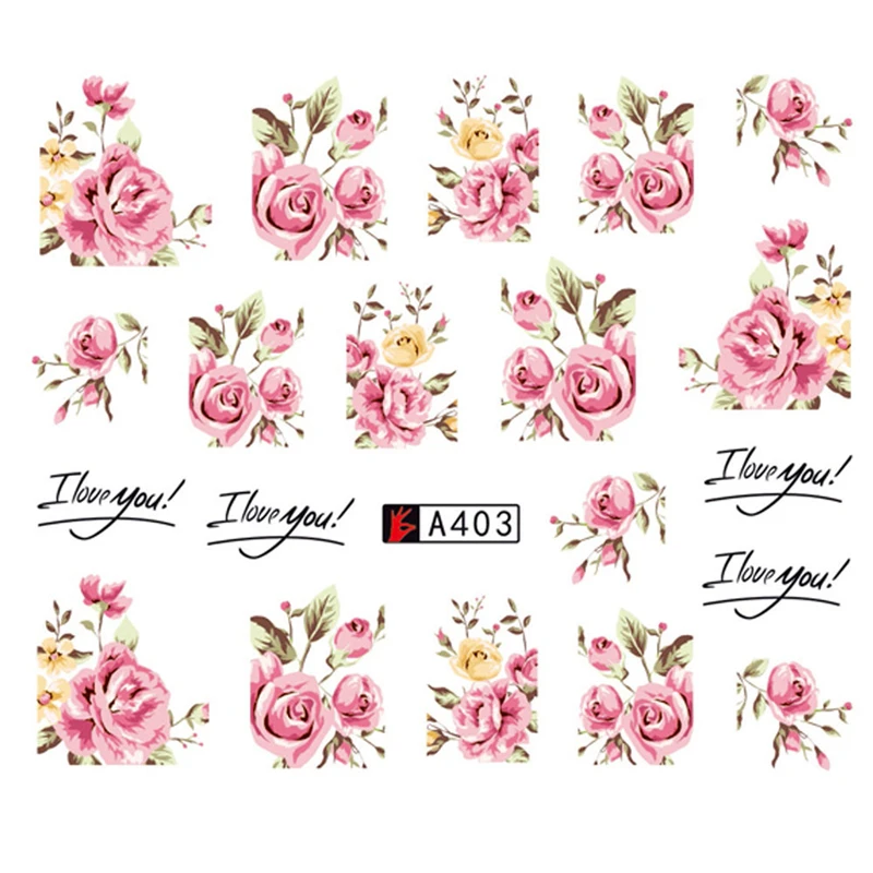 Переводная вода для ногтей 4 листов красивая переводная наклейка с цветущим