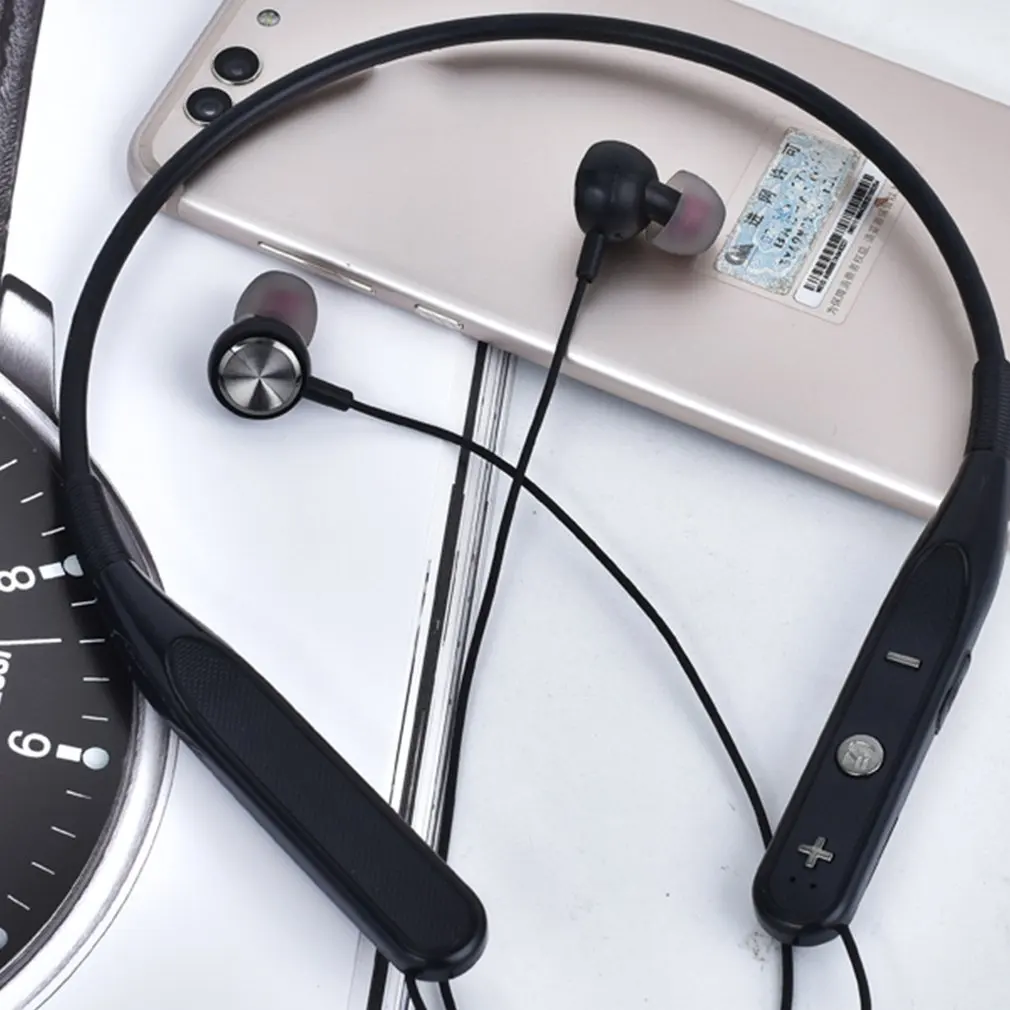 Беспроводные Bluetooth наушники висящие на шее свободные руки спортивные с