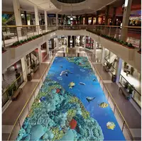 Modern Custom 3D Floor Mural Underwater World 3D Dolphin Floor Non-slip Waterproof Self-adhesive PVC Wallpaper