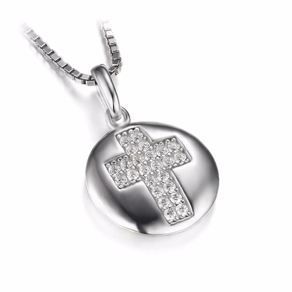 JewelryPalace Мода 0.11ct Круглый Кубического Циркония Крест Мотив Кулон Ожерелье