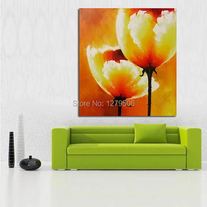 Ручная роспись домашний декор искусство абстрактная Желтая Кукуруза Мак Цветок