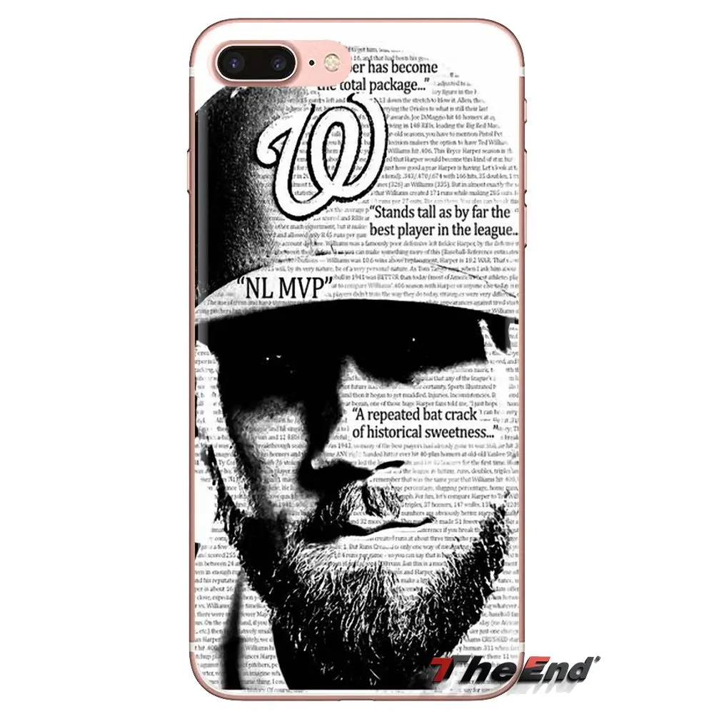 Бейсбольный плеер Star Bryce Harper для iPod Touch Apple iPhone 4 4S 5 5S SE 5C 6 6S 7 8 X XR XS Plus MAX прозрачный