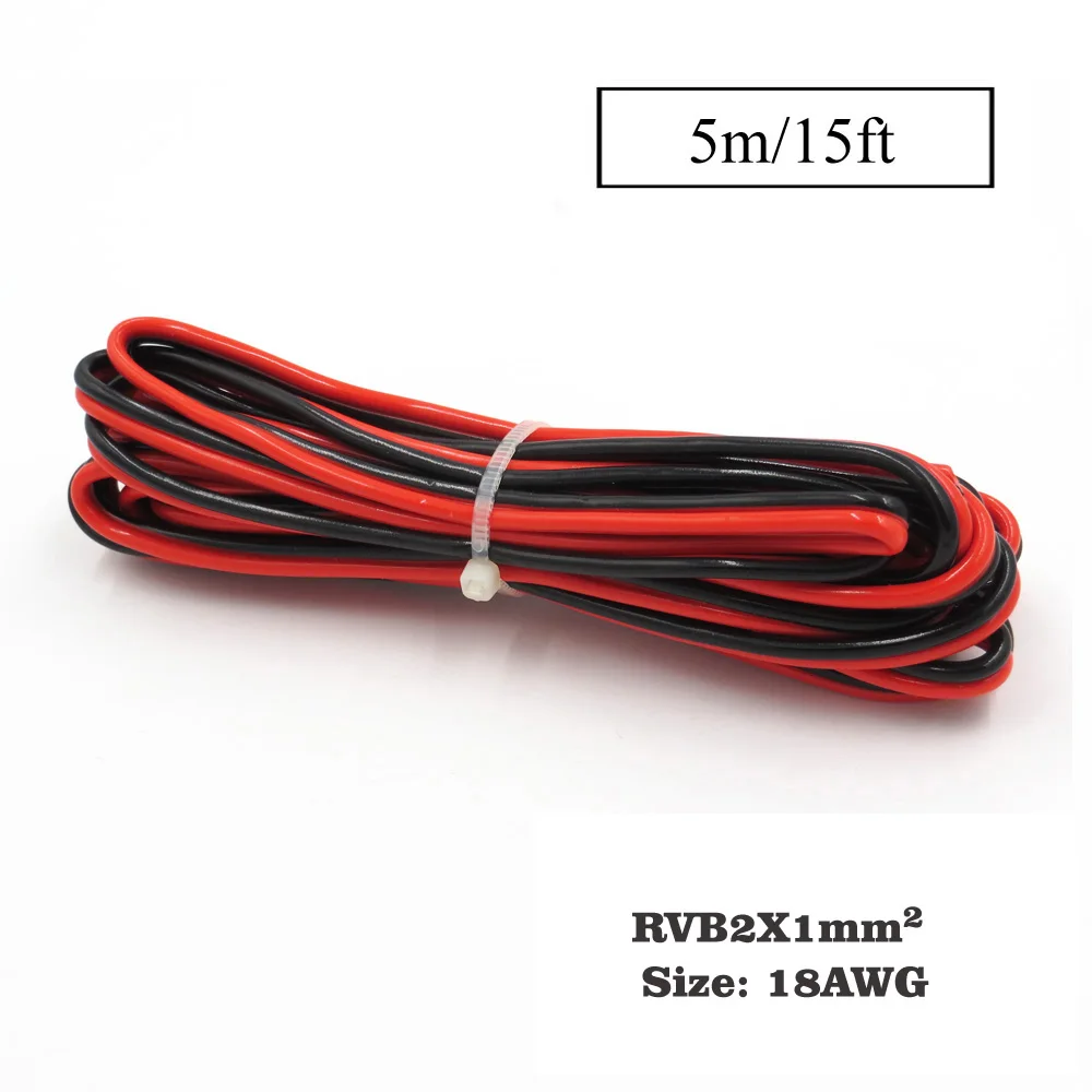 5 м x 18AWG 1mm2 ПВХ изолированный 2 Pin медный провод IEC RVB электрические кабели