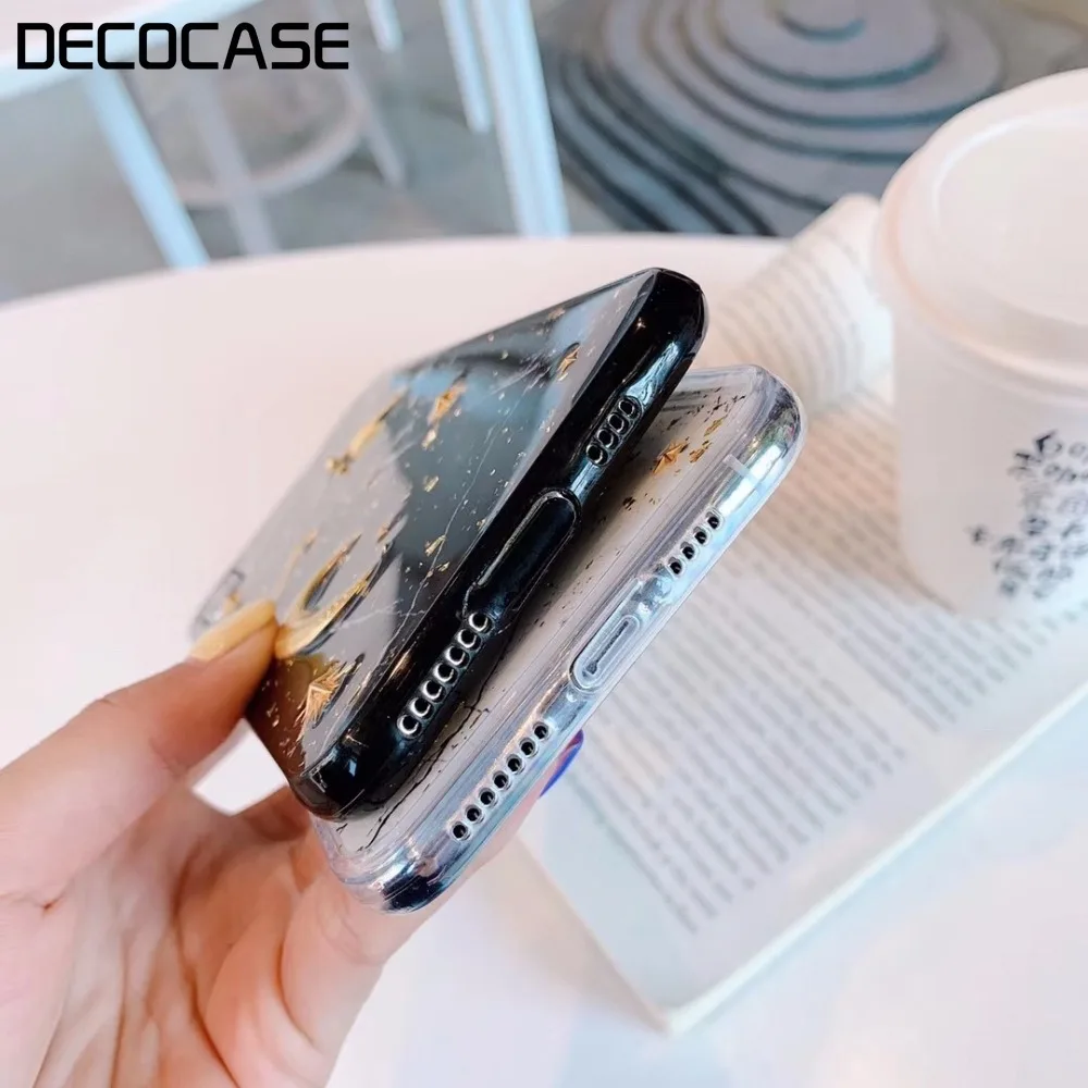 DECOCASE Роскошные 3D Золотая фольга планета Звезда Луна Черный Белый мрамор
