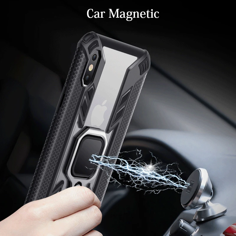 Cover for iPhone 6 6s 7 8 Plus X XR XS Max Case Hybrid FullBody Rugged Ultra-Thin cratch-Resistant Rotating Ring Holder Non-Slip |
