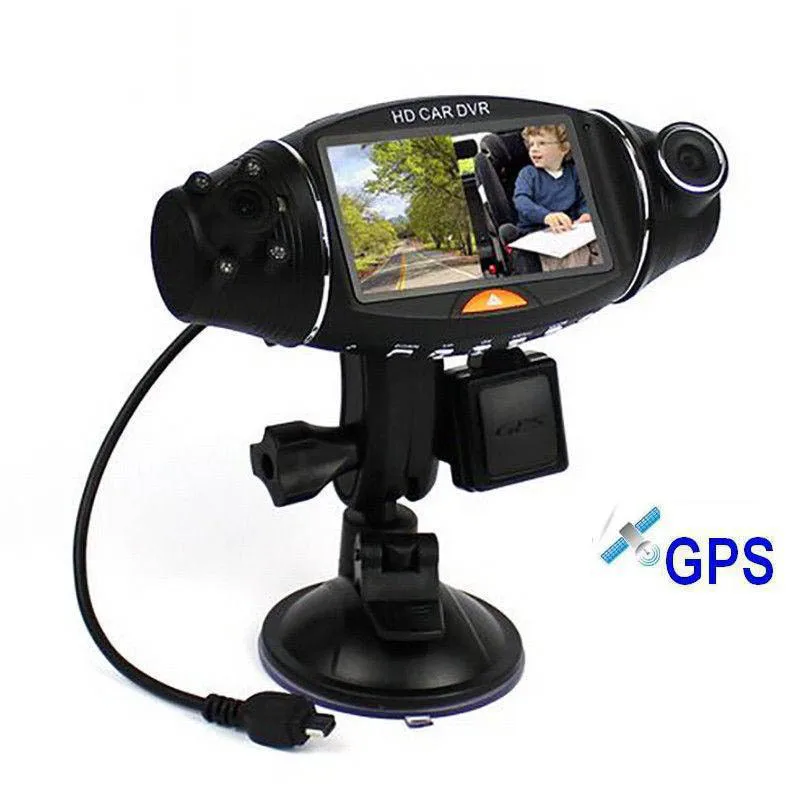 Автомобильный видеорегистратор с ИК камерой GPS двойная камера HD 1080P ночное