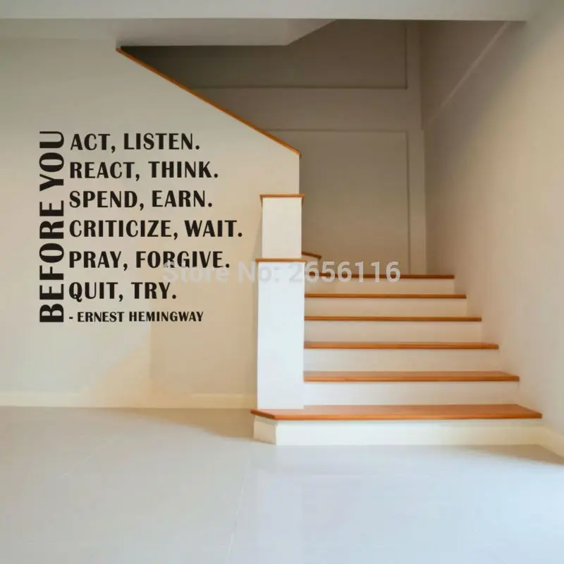 Классические Эрнест Хемингуэй цитаты наклейки на стену прежде чем вы действуете