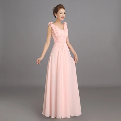 Robe de soiree Персиковое розовое платье подружки невесты длинное шифоновое платье для выпускного вечера vestido de festa De Casamento Dama De Honra - Цвет: F