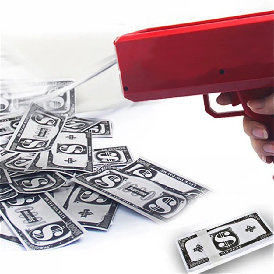 Make It Rain денежный пистолет Красный Розовый игрушка Рождественский подарок вечерние игрушки игры 100 шт наличные модные денежный пистолет игрушки Пузырьковая Колонна для посылка