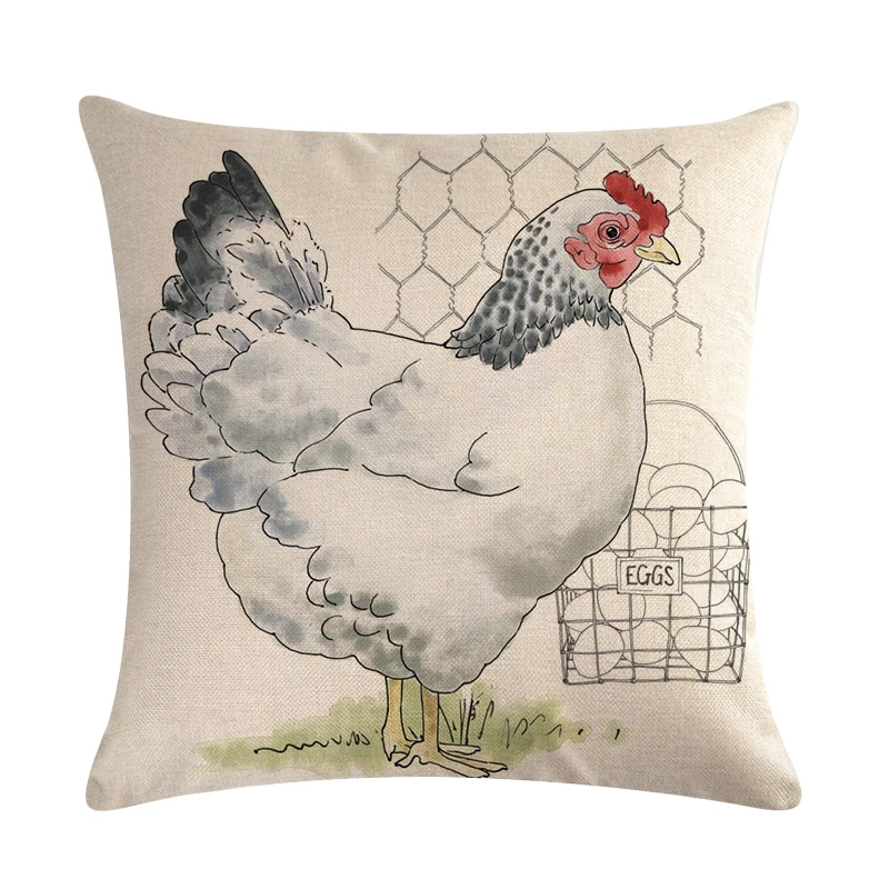 

45*45CM Noble White Rooster Pattern Cushion Cover Suitable for Home Decoration Soft Square Sofa Pillowcase