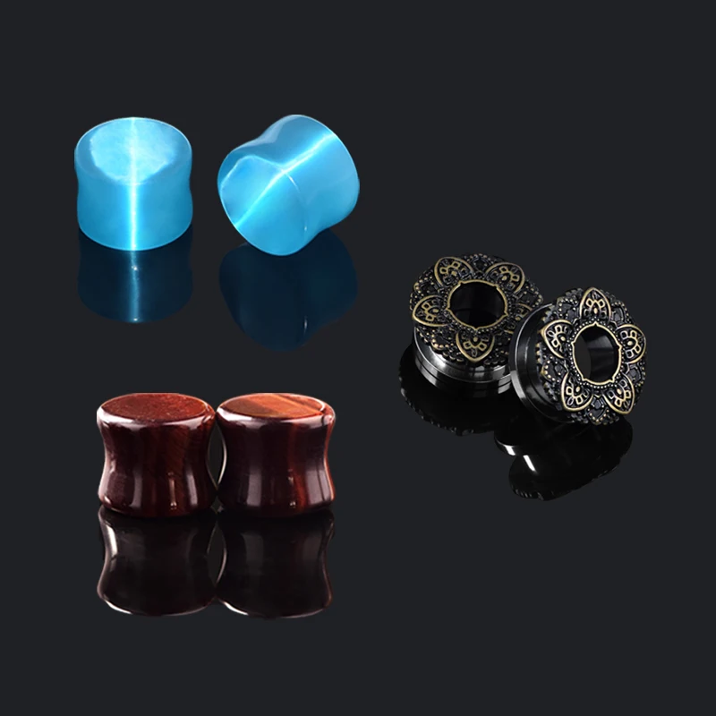 Красное Ухо Туннель Ear Plug Носилки Седло Конус Двойной Вспыхнула Камень 8 16 мм