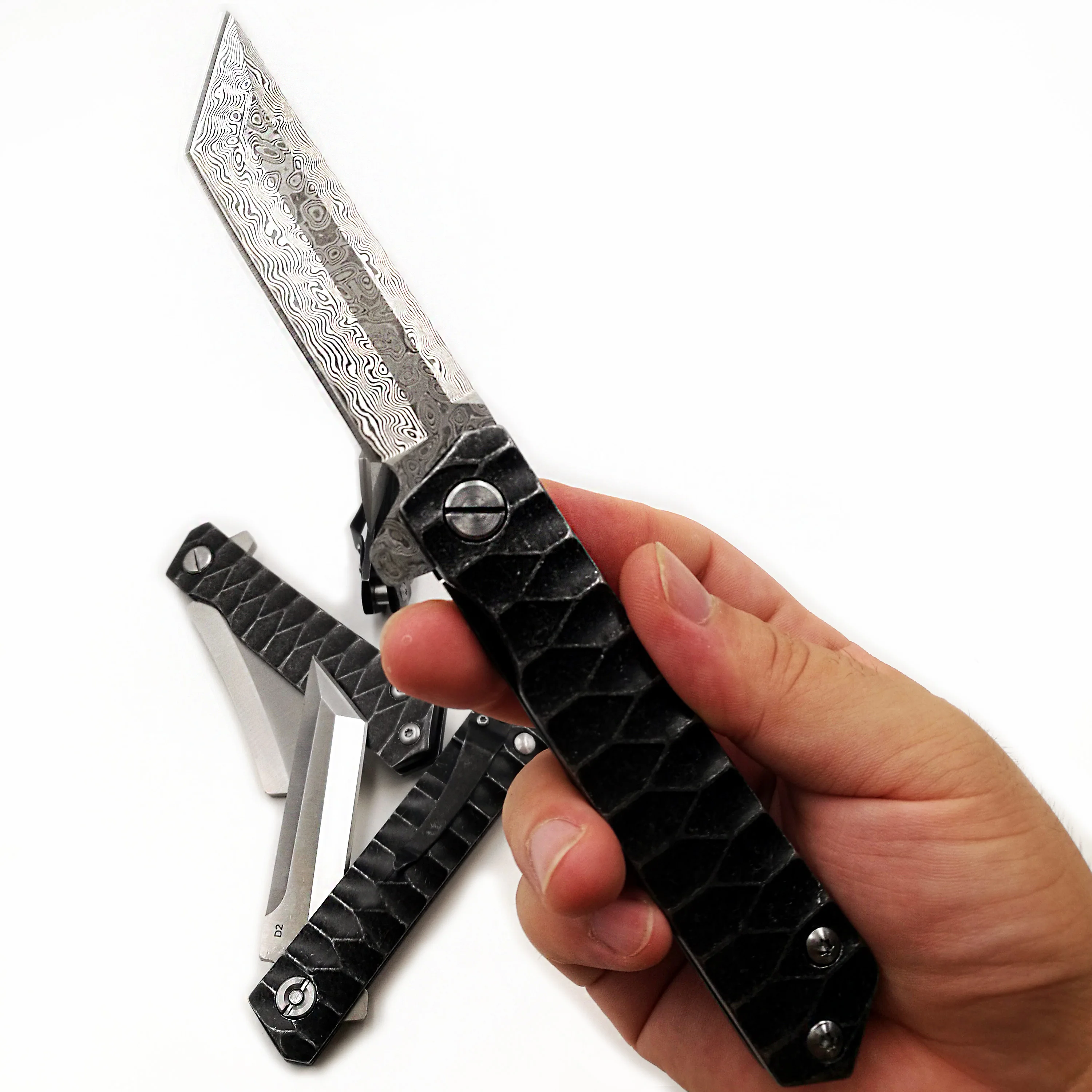 Kwaiken tento складной нож для бритвы дамасский D2 Blade армейские ножи выживания и дайвинга кемпинга охоты