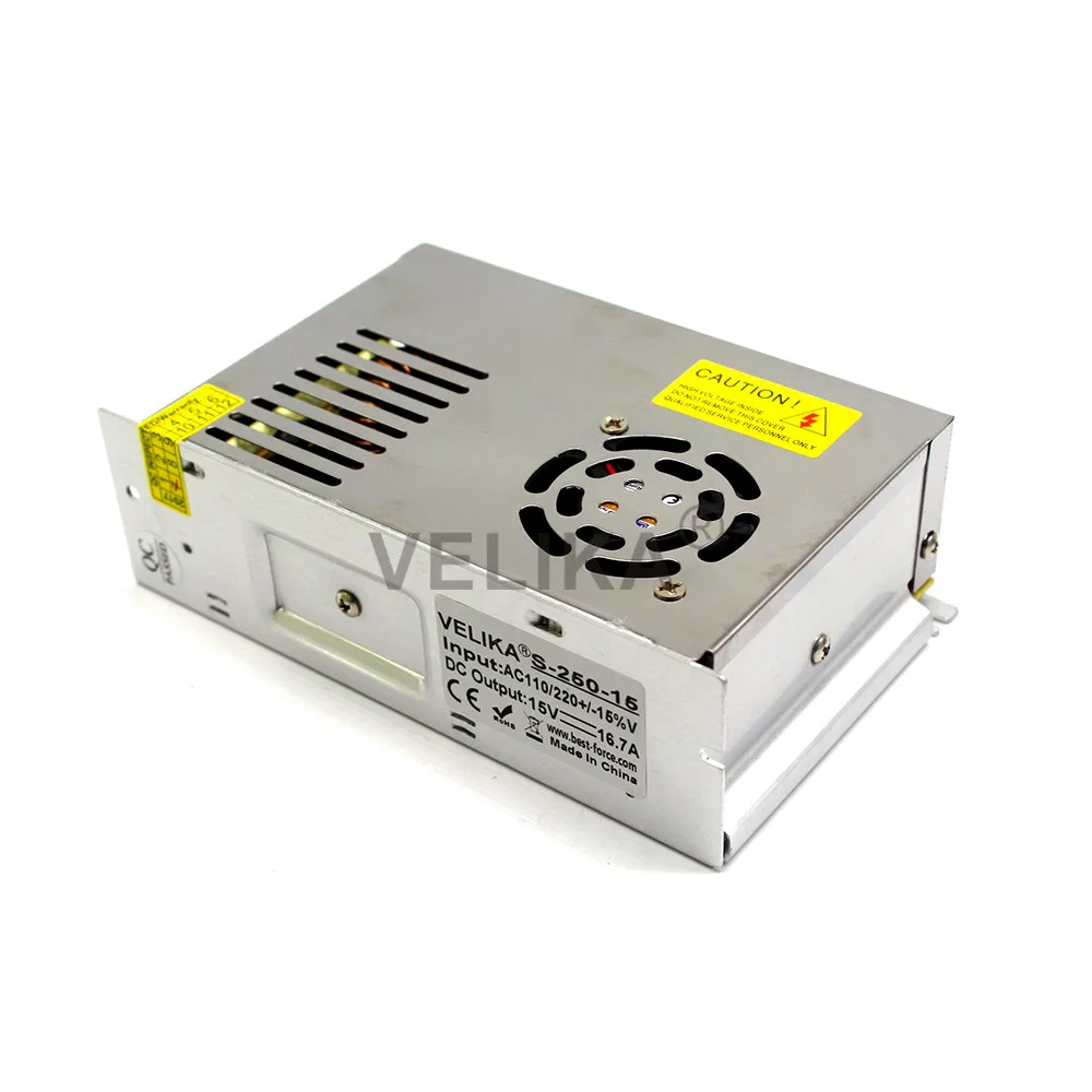 Одиночный выходной источник питания DC15V 16.7A 250W Переключатель драйвер адаптера